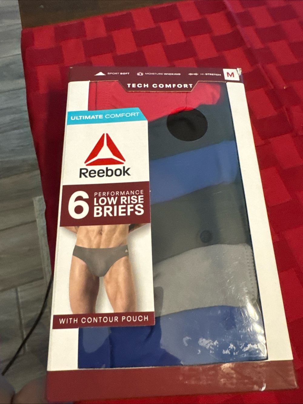 Reebok Men’s 6-Pack Performance Low Rise Briefs - Red, Blue, Gray, Black